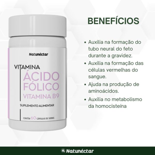 Vitamina Ácido Fólico - 60 Cápsulas - Imagem 3