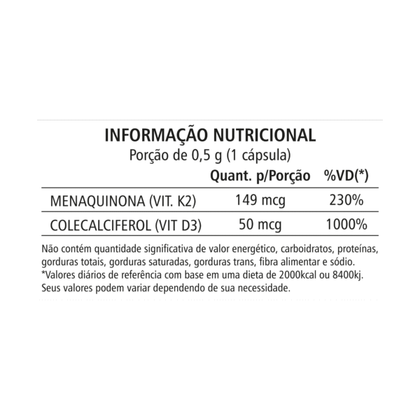 Vitamina K2+D3 - 60 Cápsulas - Imagem 2